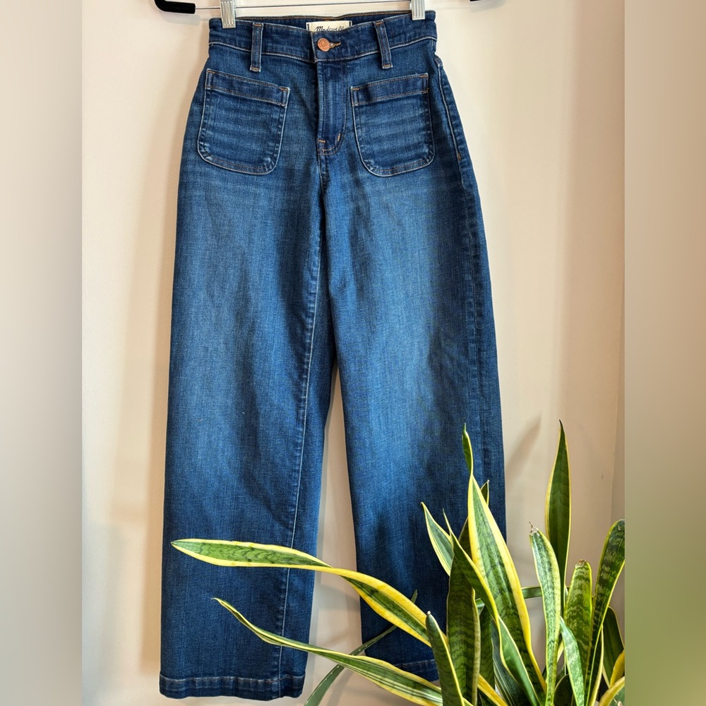 The Petite Emmett Wide Leg Full Length Jean: Patch Pocket Addition